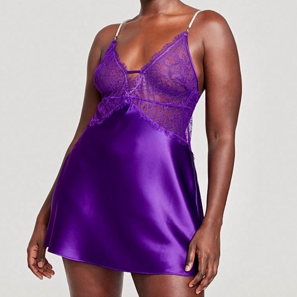 Purple Satin Victoriaโs Secret Lingerie Dress!